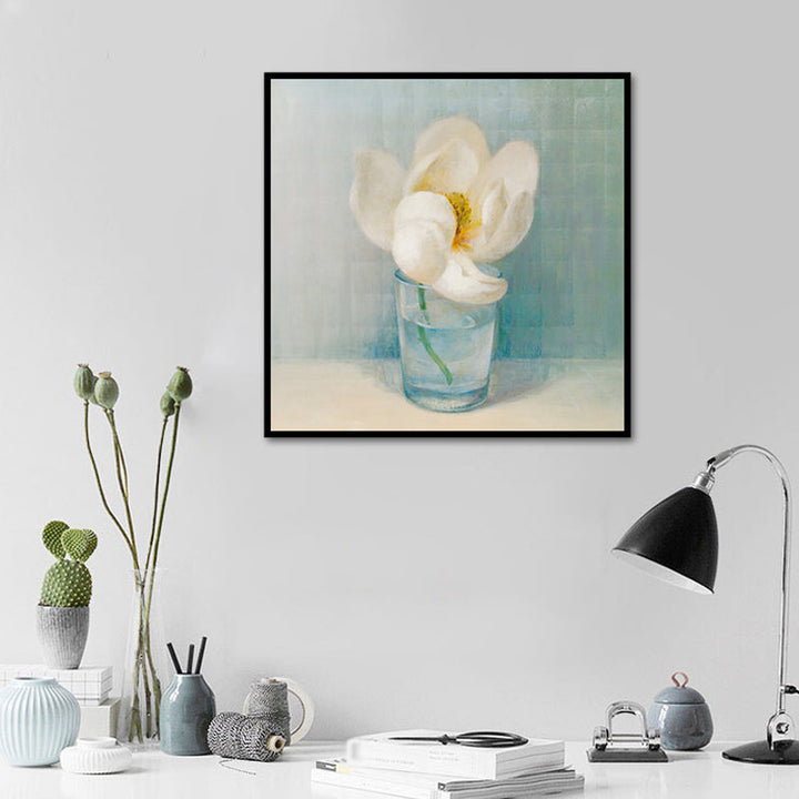 Bloeiende Fles Vaasje Muurkunst in Wit Modern Stijl Canvasprint voor Woonkamer
