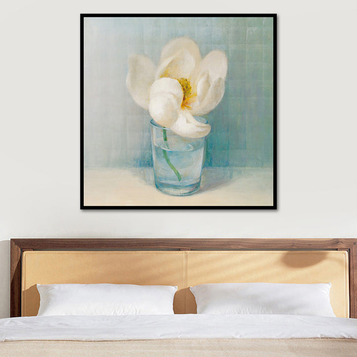 Bloeiende Fles Vaasje Muurkunst in Wit Modern Stijl Canvasprint voor Woonkamer