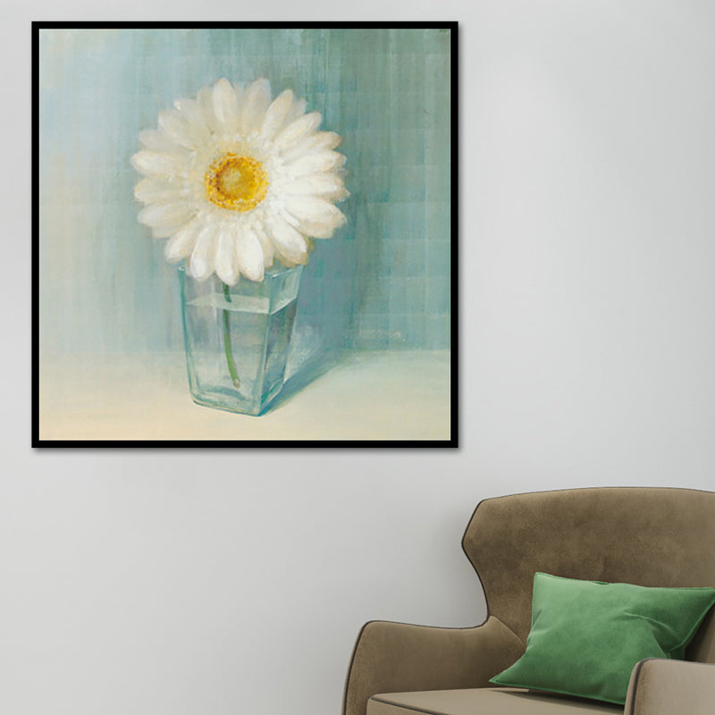 Bloeiende Fles Vaasje Muurkunst in Wit Modern Stijl Canvasprint voor Woonkamer