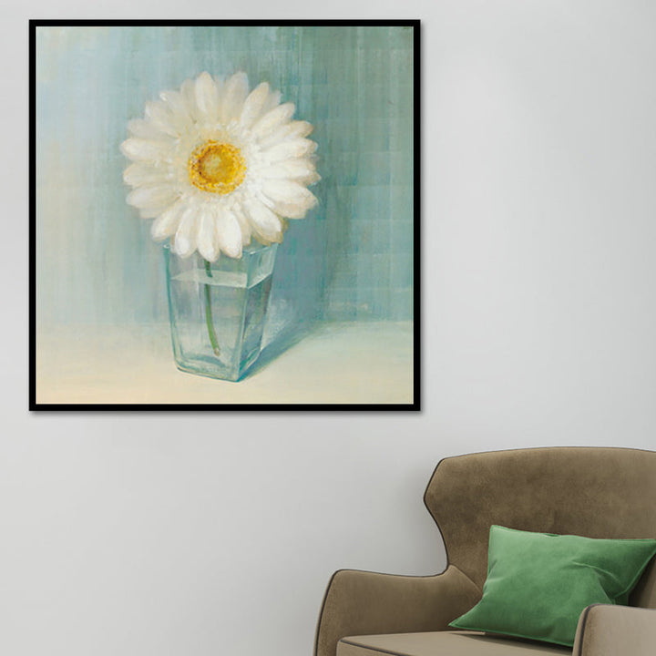 Bloeiende Fles Vaasje Muurkunst in Wit Modern Stijl Canvasprint voor Woonkamer