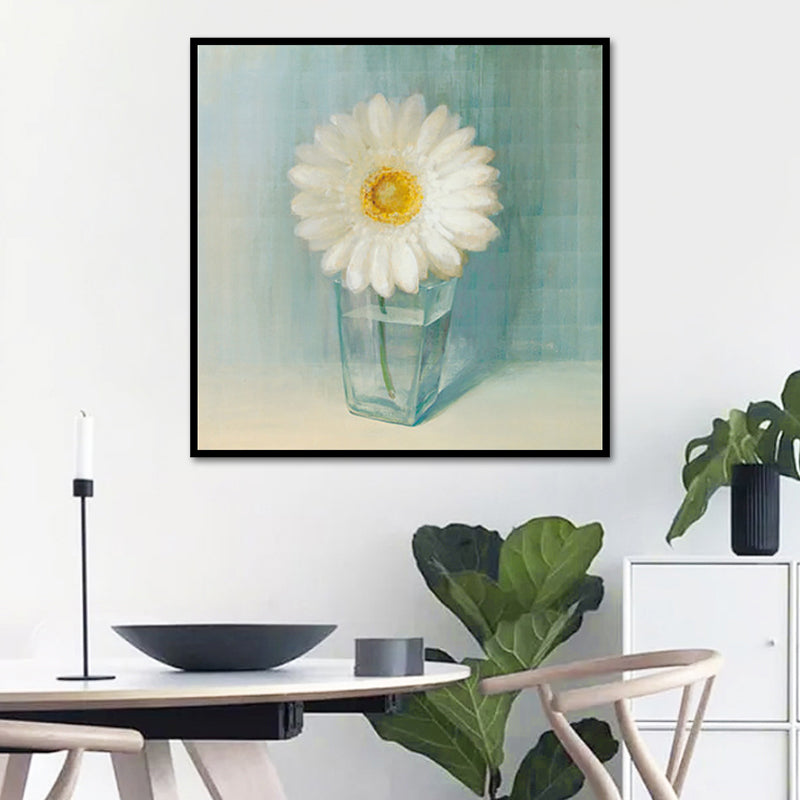 Bloeiende Fles Vaasje Muurkunst in Wit Modern Stijl Canvasprint voor Woonkamer