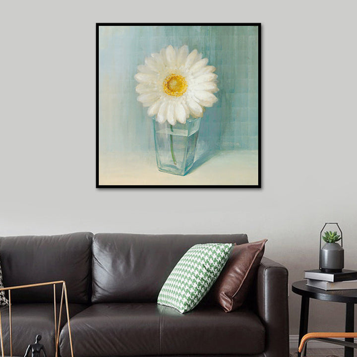 Bloeiende Fles Vaasje Muurkunst in Wit Modern Stijl Canvasprint voor Woonkamer