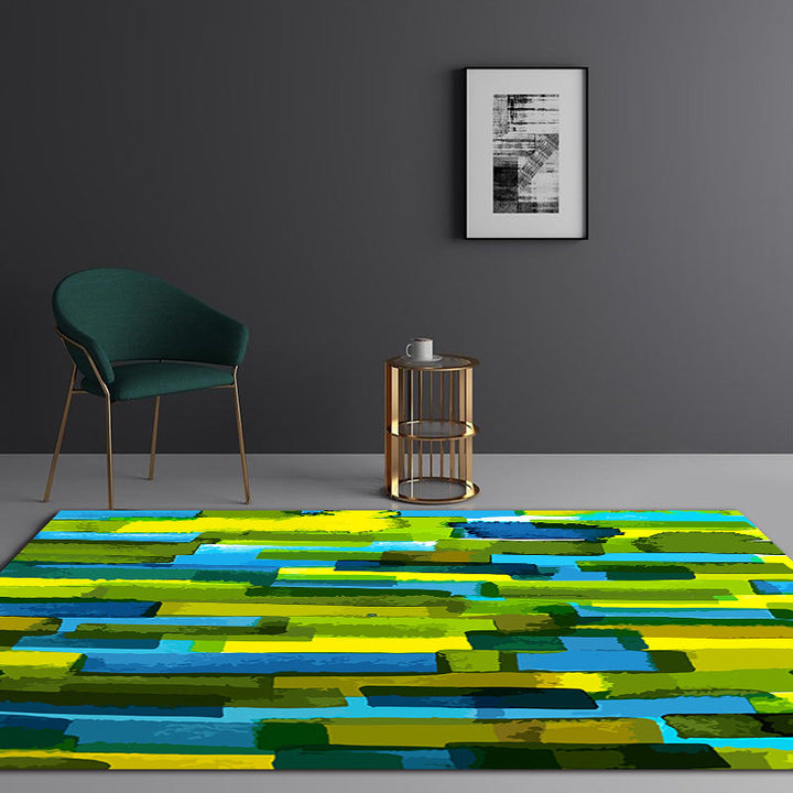 Moderner woonkamer tapijt met groen abstract patroon van polyester, antislip onderzijde tapijt voor het gebied
