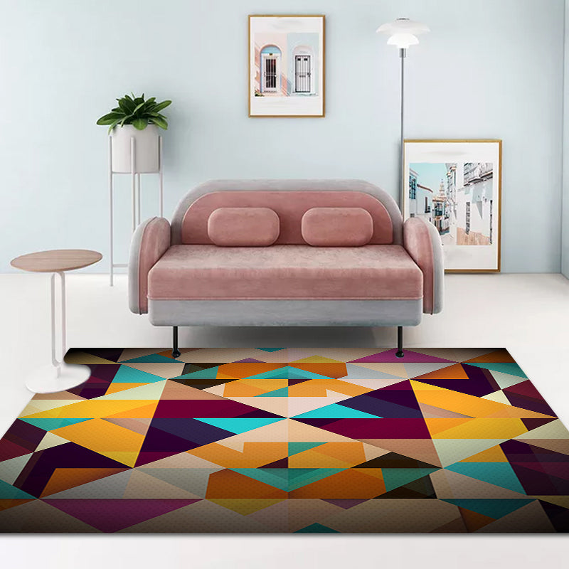 Moderner woonkamer tapijt Kleurige geometrische diamant gedrukt tapijt Polyester antislip wasbare tapijt