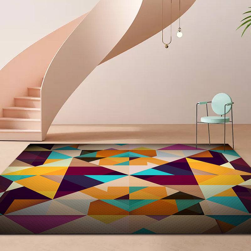 Moderner woonkamer tapijt Kleurige geometrische diamant gedrukt tapijt Polyester antislip wasbare tapijt