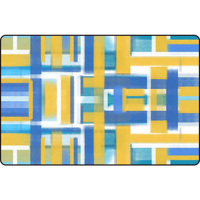 Casual modern vloerkleed in zwart en blauw abstract rechthoekig patroon vloerkleed gemaakt van polyester huisdiervriendelijk vloerkleed voor woningdecoratie