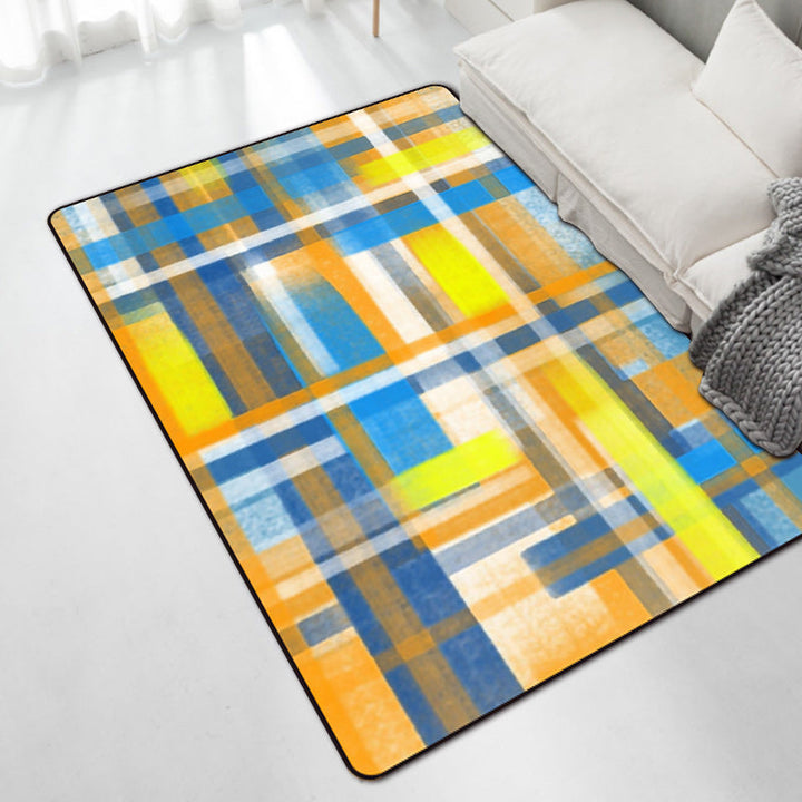 Casual modern vloerkleed in zwart en blauw abstract rechthoekig patroon vloerkleed gemaakt van polyester huisdiervriendelijk vloerkleed voor woningdecoratie