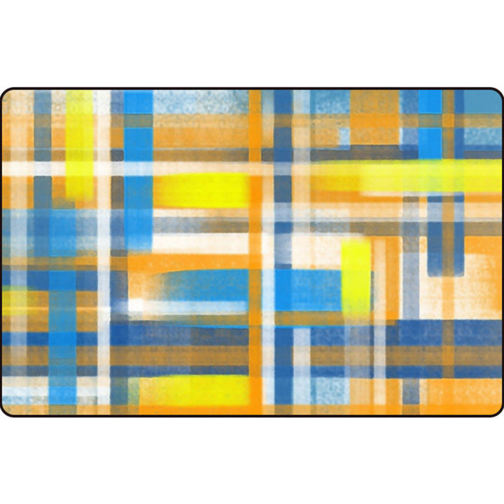 Casual modern vloerkleed in zwart en blauw abstract rechthoekig patroon vloerkleed gemaakt van polyester huisdiervriendelijk vloerkleed voor woningdecoratie