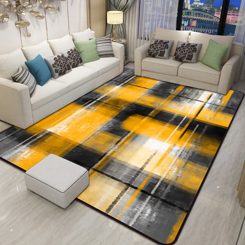 Casual modern vloerkleed in zwart en blauw abstract rechthoekig patroon vloerkleed gemaakt van polyester huisdiervriendelijk vloerkleed voor woningdecoratie