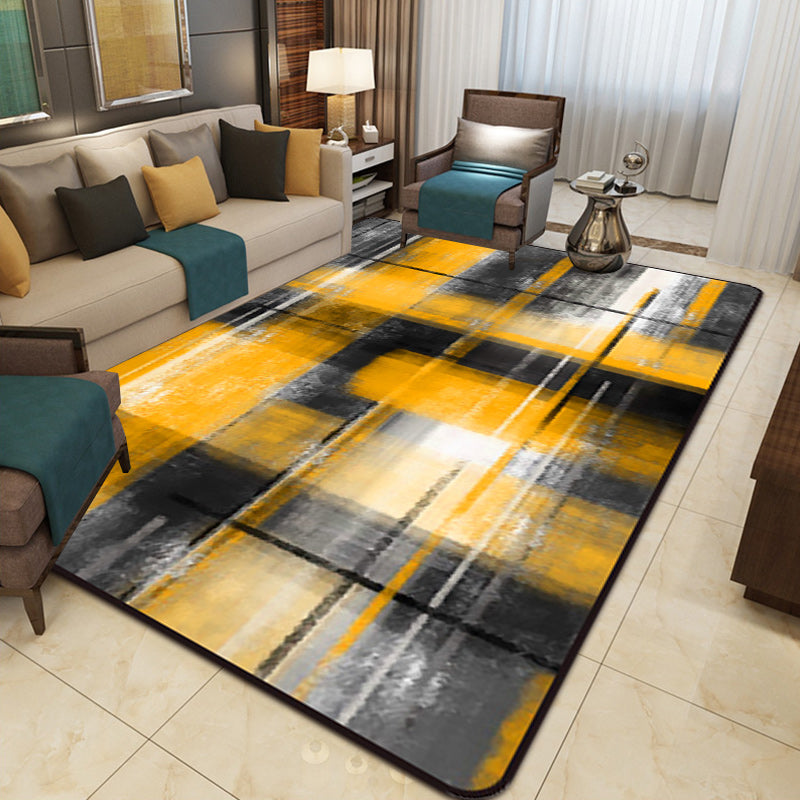 Casual modern vloerkleed in zwart en blauw abstract rechthoekig patroon vloerkleed gemaakt van polyester huisdiervriendelijk vloerkleed voor woningdecoratie