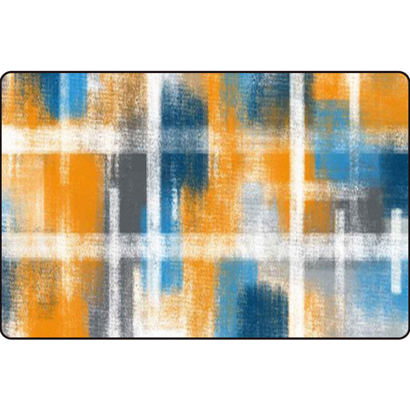 Casual modern vloerkleed in zwart en blauw abstract rechthoekig patroon vloerkleed gemaakt van polyester huisdiervriendelijk vloerkleed voor woningdecoratie