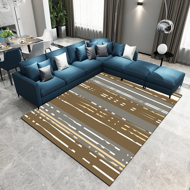 Nordic Modern Tapijt in Bruin met abstract streeppatroon Tapijt Polyester huisdiervriendelijk Tapijt voor woningdecoratie