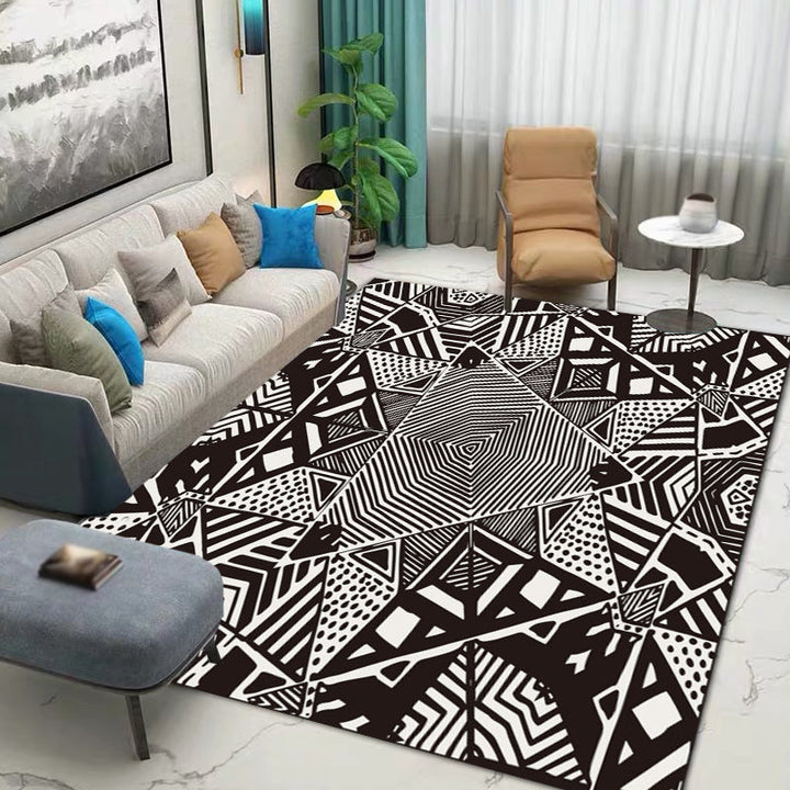 Noordse Moderne Tapijt met zwarte lijnstreep stippenpatroon tapijt polyester machinewasbaar tapijt voor woningdecoratie