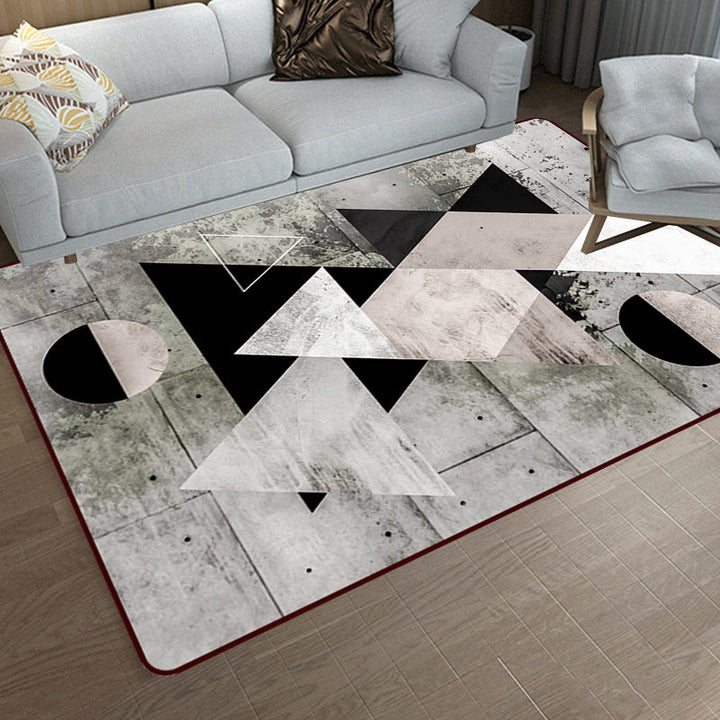 Grijze Slaapkamer Tapijt Moderne Kleur Blok Geometrisch Patroon Tapijt Polyester Antislip Rug