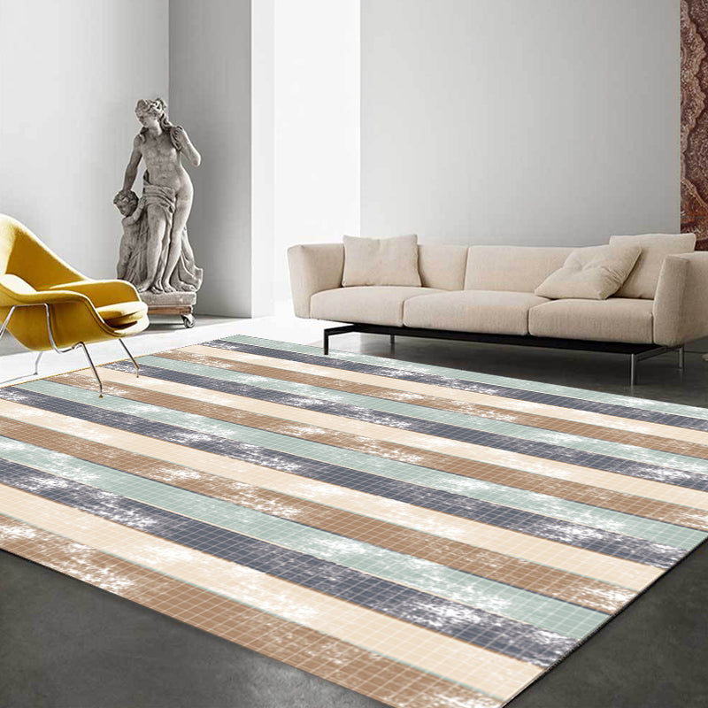 Eenvoudig modern tapijt in groen en geel gestreept patroon Tapijt Polyester vlekbestendig Tapijt voor de woondecoratie