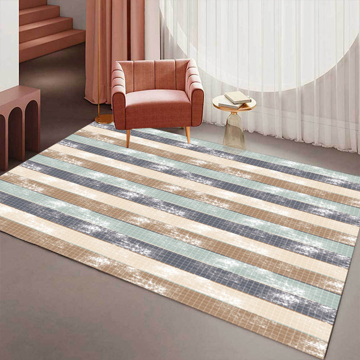 Eenvoudig modern tapijt in groen en geel gestreept patroon Tapijt Polyester vlekbestendig Tapijt voor de woondecoratie