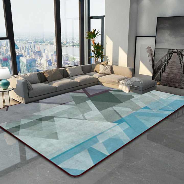 Minimalistische moderne vloerkleed in grijs blokkleur driehoekpatroon tapijt gemaakt van polyester huisdiervriendelijk tapijt voor woningdecoratie