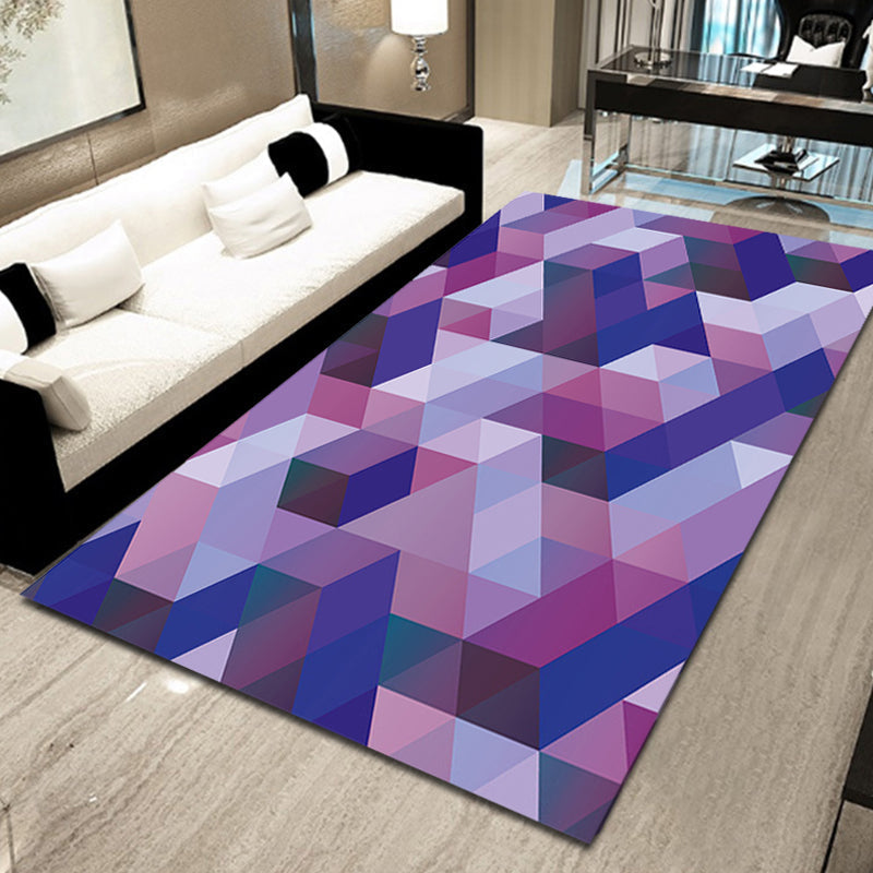 Casual moderne tapijt in paars geometrisch driehoekpatroon tapijt polyester huisdiervriendelijk tapijt voor woningdecoratie
