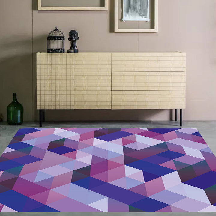 Casual moderne tapijt in paars geometrisch driehoekpatroon tapijt polyester huisdiervriendelijk tapijt voor woningdecoratie