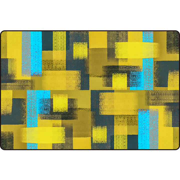 Zwart en geel slaapkamer tapijt Modern abstract schilderij patroon vloerkleed Polyester wasbaar tapijt