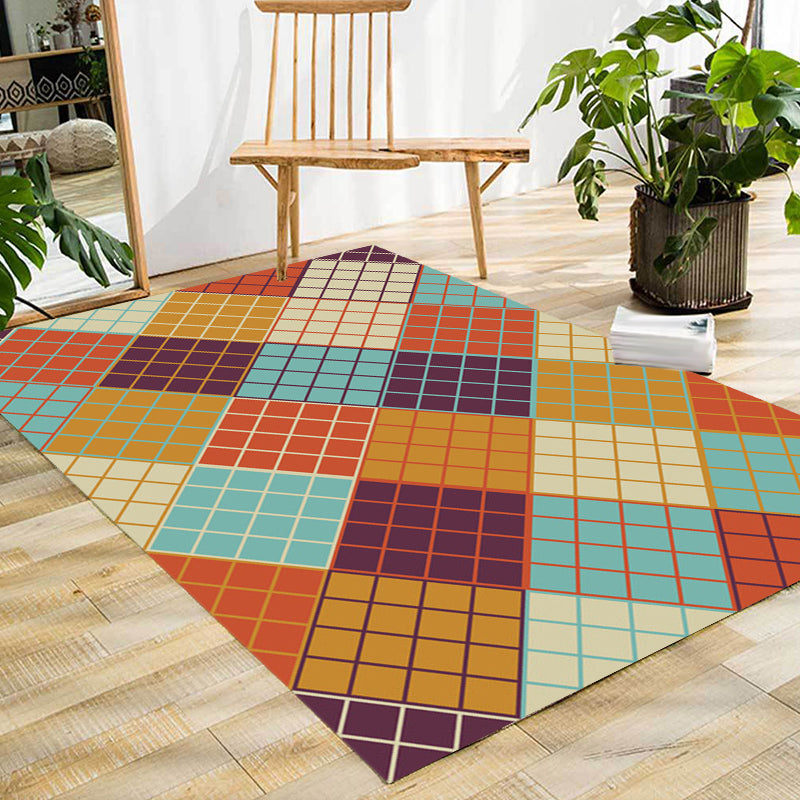 Scandinavisch Modern Tapijt Kleurrijk Geruite Patroon Tapijt Polyester Antislip Tapijt voor Thuisdecoratie
