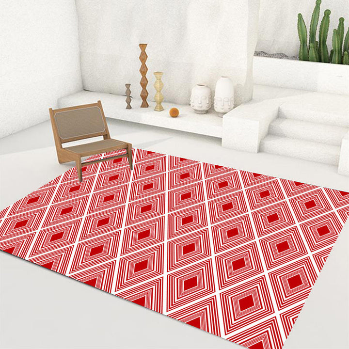 Draaiend slaapkamer tapijt moderne geruite patroon diamant patroon tapijt polyester wasbaar vlekbestendig tapijt