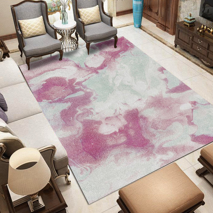 Rosa en Grijze Slaapkamer Tapijt Moderne Abstracte Galaxie Patroon Tapijt Polyester Huisdier Vriendelijk Tapijt