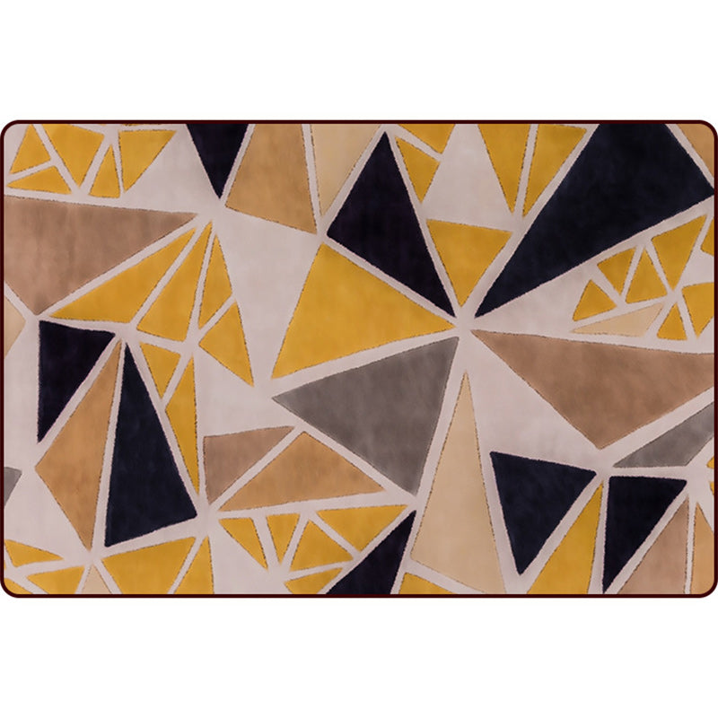 Minimalistische moderne vloerkleed in gele kleur doos driehoek patroon vloerkleed polyester huisdiervriendelijk vloerkleed voor woningdecoratie