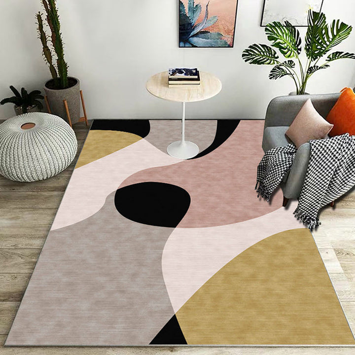 Stylish kleurblok geometrisch patroon tapijt polyester modernistische tapijt huisdiervriendelijk antislip achterkant tapijt voor de woonkamer