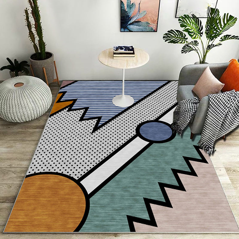 Stylish kleurblok geometrisch patroon tapijt polyester modernistische tapijt huisdiervriendelijk antislip achterkant tapijt voor de woonkamer