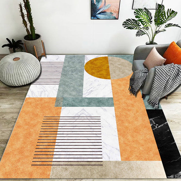 Stylish kleurblok geometrisch patroon tapijt polyester modernistische tapijt huisdiervriendelijk antislip achterkant tapijt voor de woonkamer