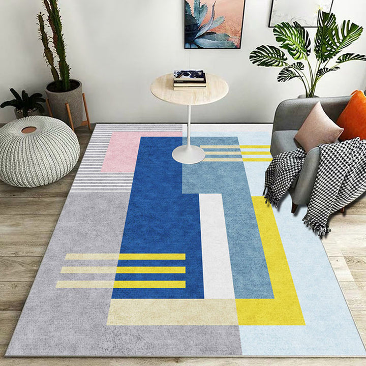 Stylish kleurblok geometrisch patroon tapijt polyester modernistische tapijt huisdiervriendelijk antislip achterkant tapijt voor de woonkamer