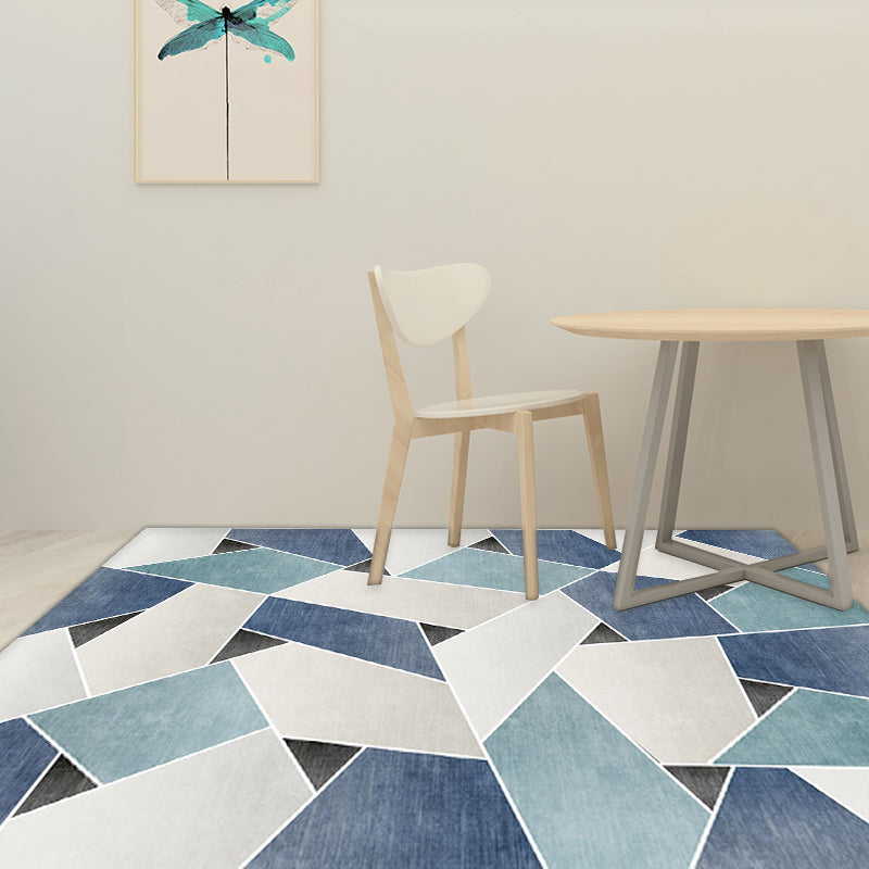 Uniek geometrisch patroon tapijt Blauw en Groen Moderne tapijt Polyester Wasbaar Huisdier vriendelijke antislip tapijt voor de woonkamer