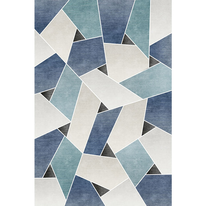 Uniek geometrisch patroon tapijt Blauw en Groen Moderne tapijt Polyester Wasbaar Huisdier vriendelijke antislip tapijt voor de woonkamer