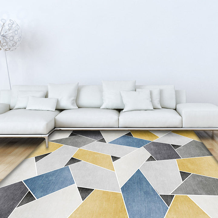 Uniek geometrisch patroon tapijt Blauw en Groen Moderne tapijt Polyester Wasbaar Huisdier vriendelijke antislip tapijt voor de woonkamer