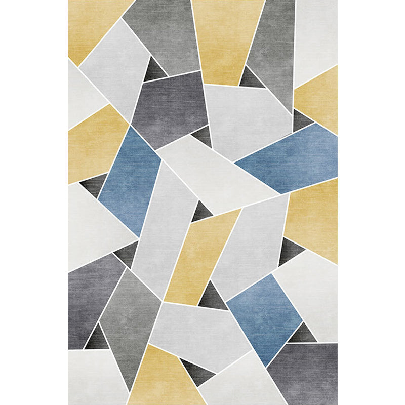 Uniek geometrisch patroon tapijt Blauw en Groen Moderne tapijt Polyester Wasbaar Huisdier vriendelijke antislip tapijt voor de woonkamer