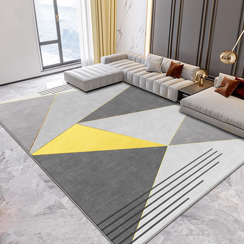 Nieuw geometrisch patroon tapijt geel en grijs modern tapijt polyester wasbaar huisdiervriendelijk antislip tapijt voor de woonkamer