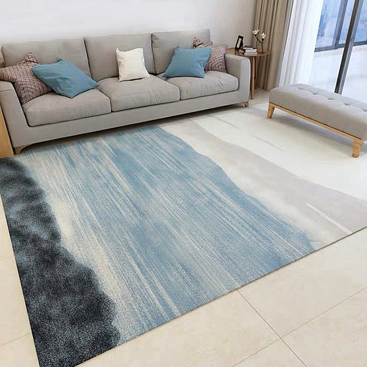Grijs en Blauwe Modernistische Tapijt Polyester Abstract Tapijt Huisdier vriendelijk Wasbaar Antislip Achterkant Tapijt voor de Woonkamer
