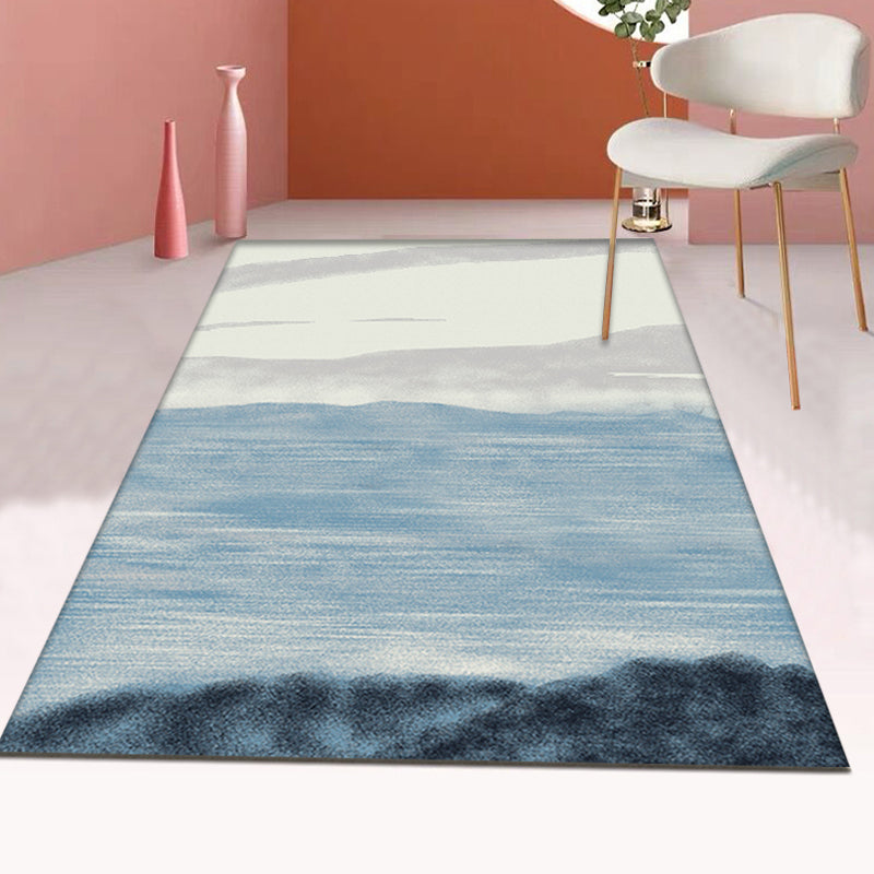 Grijs en Blauwe Modernistische Tapijt Polyester Abstract Tapijt Huisdier vriendelijk Wasbaar Antislip Achterkant Tapijt voor de Woonkamer