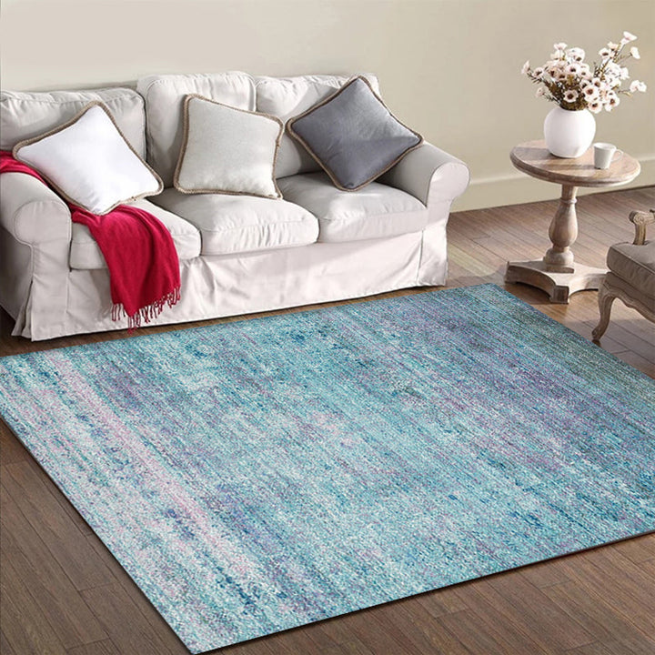 Einfache abstracte tapijt blauw moderne tapijt polyester wasbaar huisdiervriendelijk antislip tapijt voor de woonkamer