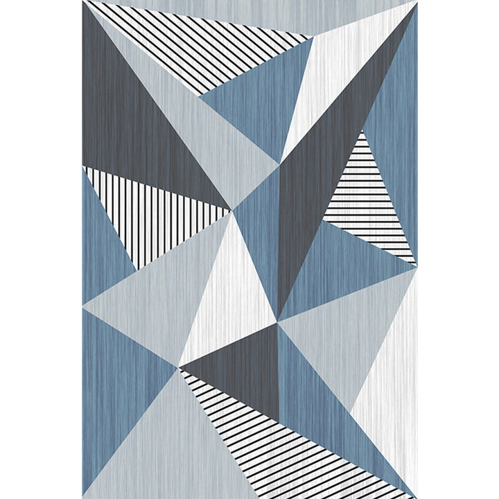 Blauw- en Grijs Modernistisch Tapijt Polyester Geometrisch en Gestreept Patroon Tapijt Huisdier Vriendelijk Wasbaar Antislip Mat Tapijt voor de Woonkamer