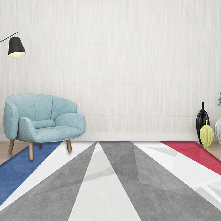 Grijze en Blauwe Moderne Vloerkleed Polyester Kleurblok Vloerkleed Huisdiervriendelijk Wasbaar Antislip Achterkant Vloerkleed voor de Woonkamer