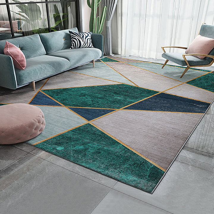 Een unieke kleurrijke gestreepte tapijt met geometrische print van polyester Moderne tapijt Huisdier vriendelijke antislip achterkant tapijt voor de slaapkamer