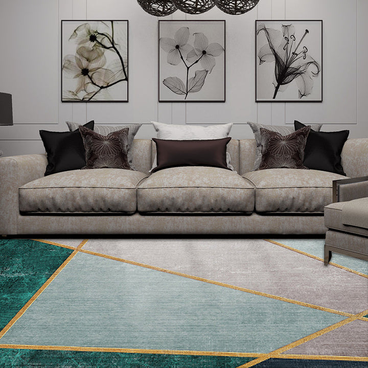 Een unieke kleurrijke gestreepte tapijt met geometrische print van polyester Moderne tapijt Huisdier vriendelijke antislip achterkant tapijt voor de slaapkamer