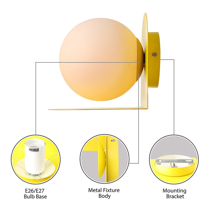 Witte Globe Wandlamp Noordse Stijl Frosted Glas Wandlamp voor Studiekamer Kinderkamer