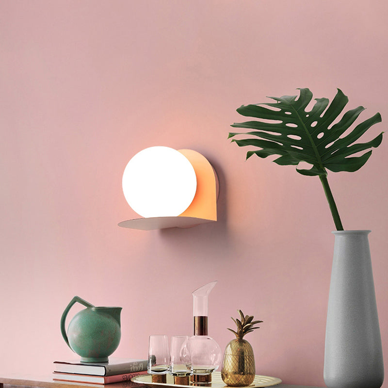 Witte Globe Wandlamp Noordse Stijl Frosted Glas Wandlamp voor Studiekamer Kinderkamer