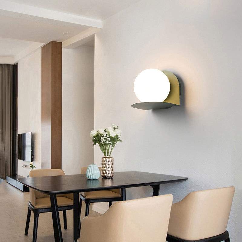 Witte Globe Wandlamp Noordse Stijl Frosted Glas Wandlamp voor Studiekamer Kinderkamer