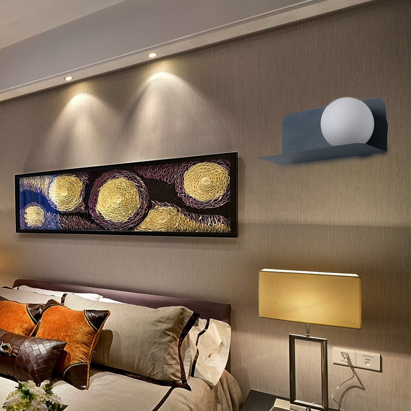 Witte Globe Wandlamp Noordse Stijl Frosted Glas Wandlamp voor Studiekamer Kinderkamer