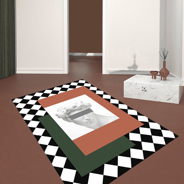 Oranje en Groene Modernisme Tapijt Polyester Figuren en Geometrisch Patroon Tapijt Diervriendelijk Wasbaar Antislip Achterkant Tapijt voor Decoratie