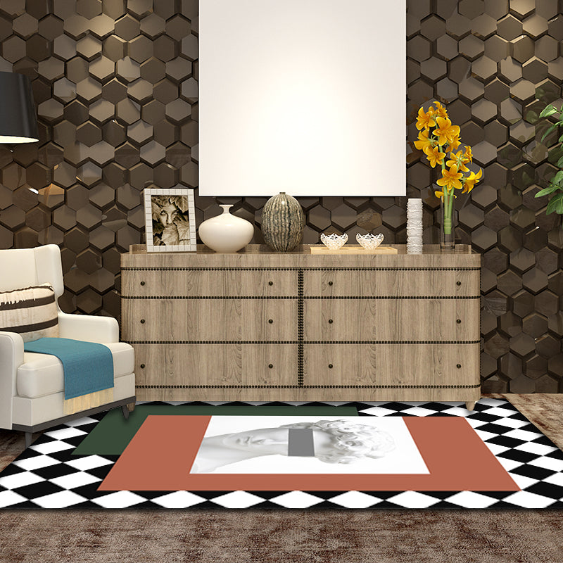 Oranje en Groene Modernisme Tapijt Polyester Figuren en Geometrisch Patroon Tapijt Diervriendelijk Wasbaar Antislip Achterkant Tapijt voor Decoratie